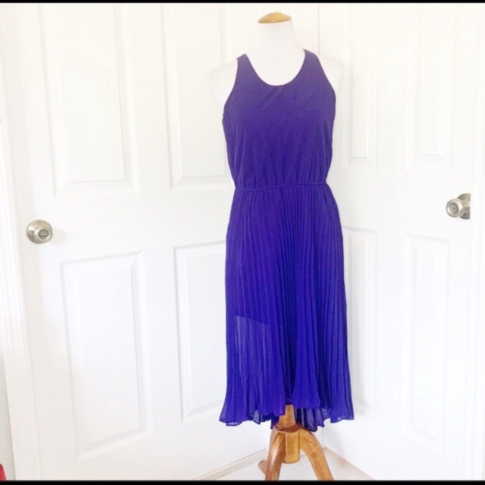 The limited chiffon pleat  purple sleeveles dress